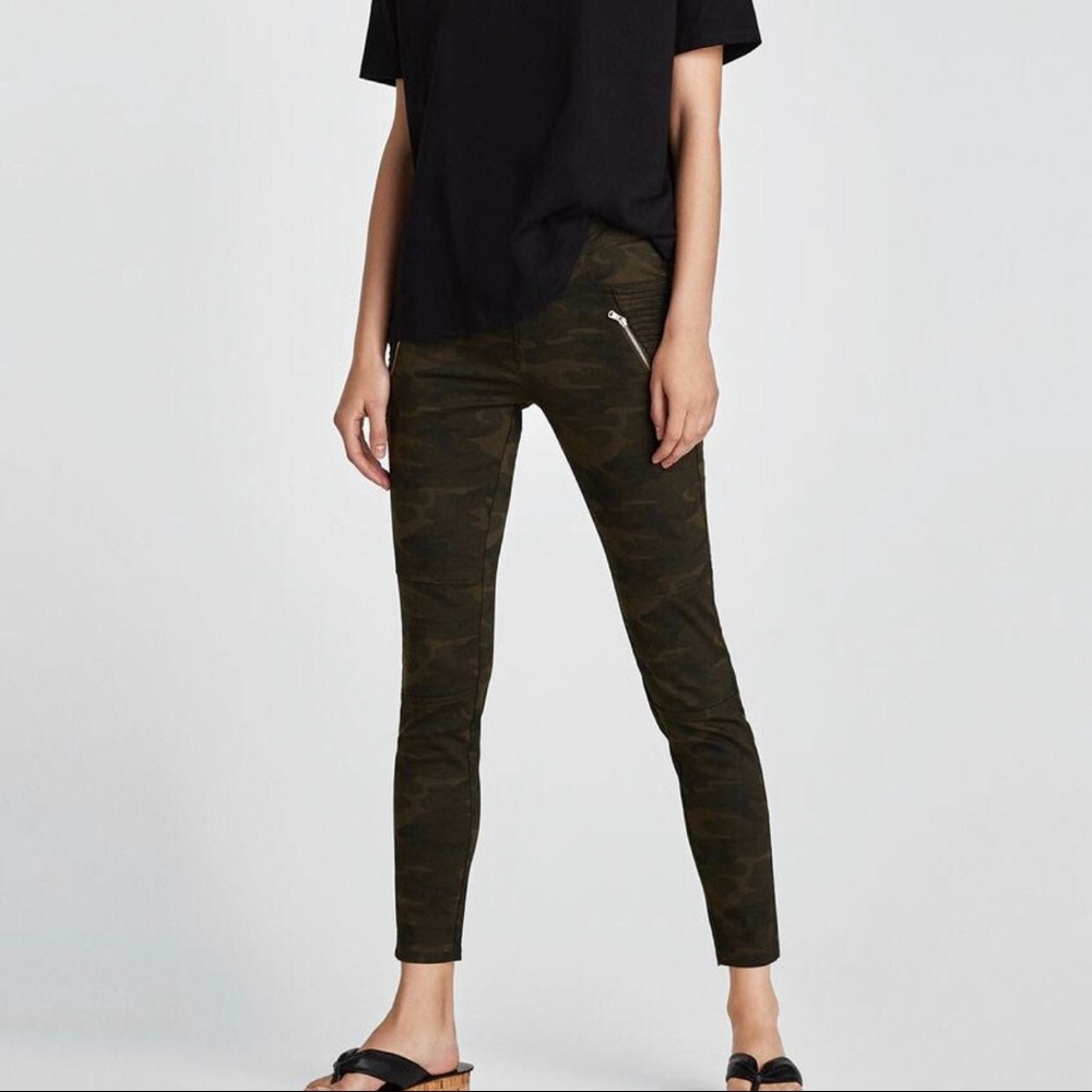 Zara Moto Camo print jeans